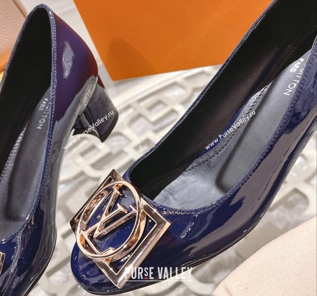 Louis Vuitton Madeleine Pumps 4.5cm in Patent Leather with LV Circle Blue 2023 (MD-231204054)