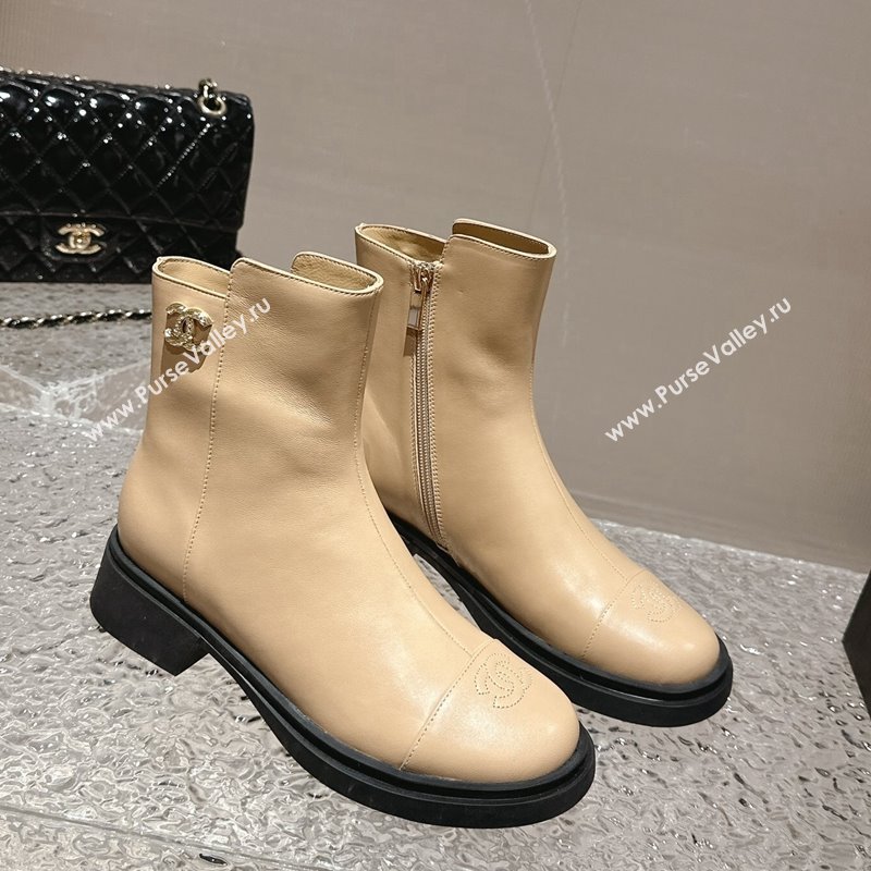 Chanel Calfskin Ankle Boots with Crystals CC Beige 2023 CH120108 (MD-231201048)