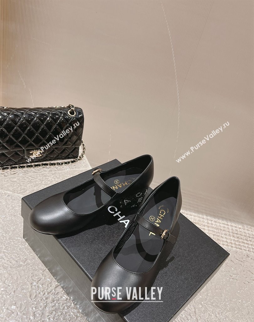 Chanel Calfskin Mary Janes Pumps 4.5cm with Crystals Heel Black 2023 G45473 (MD-231201052)