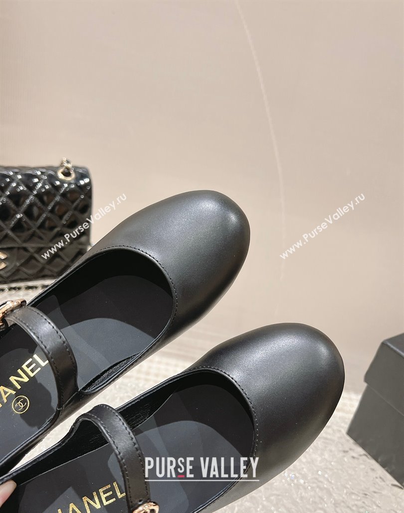 Chanel Calfskin Mary Janes Pumps 4.5cm with Crystals Heel Black 2023 G45473 (MD-231201052)