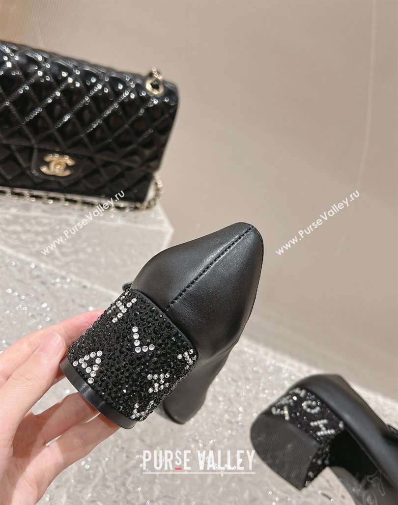 Chanel Calfskin Mary Janes Pumps 4.5cm with Crystals Heel Black 2023 G45473 (MD-231201052)