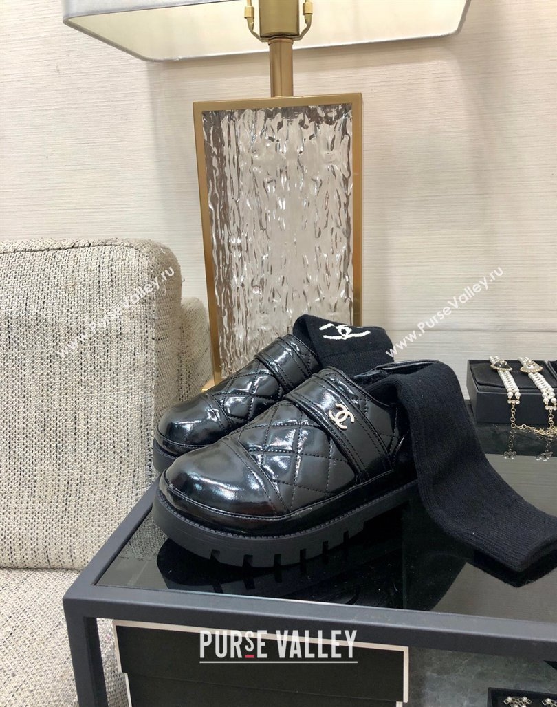 Chanel Quilted Calfskin and Wool Open Back Loafers Black 2023 CH120110 (MD-231201061)