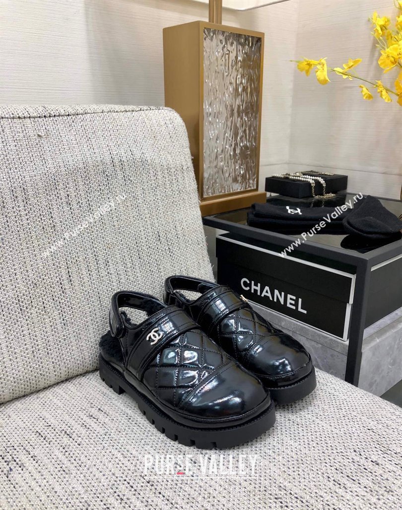 Chanel Quilted Calfskin and Wool Open Back Loafers Black 2023 CH120110 (MD-231201061)