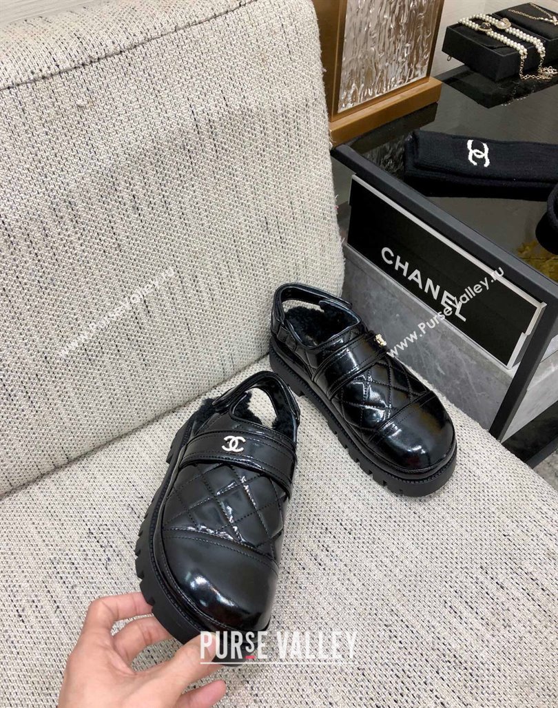 Chanel Quilted Calfskin and Wool Open Back Loafers Black 2023 CH120110 (MD-231201061)