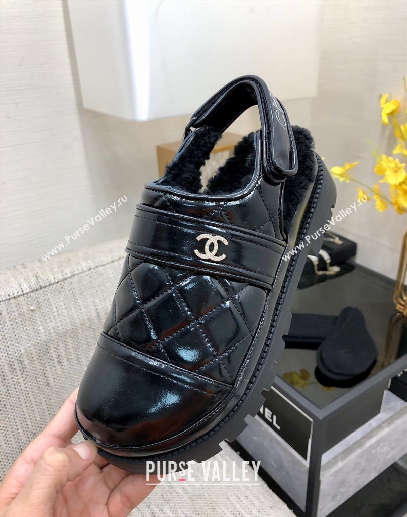 Chanel Quilted Calfskin and Wool Open Back Loafers Black 2023 CH120110 (MD-231201061)