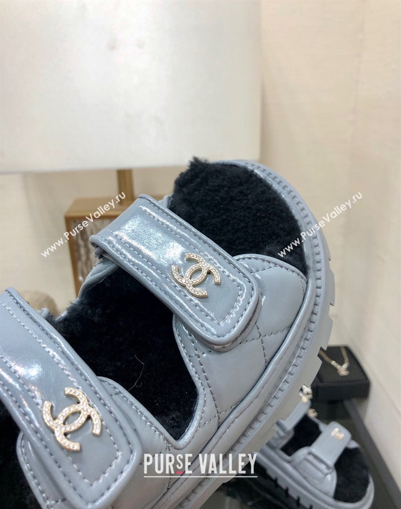 Chanel Patent Calfskin and Wool Strap Sandals Grey 2023 G35927 (MD-231201066)