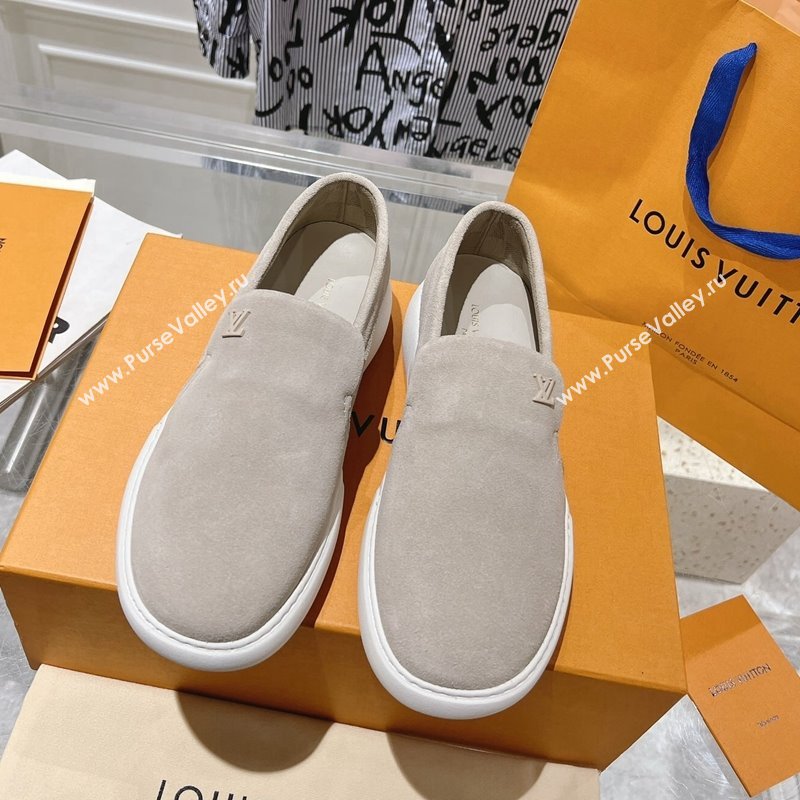 Louis Vuitton Mens LV Pacific Loafers in Suede Light Grey 2023 1ACF9K (MD-231204057)