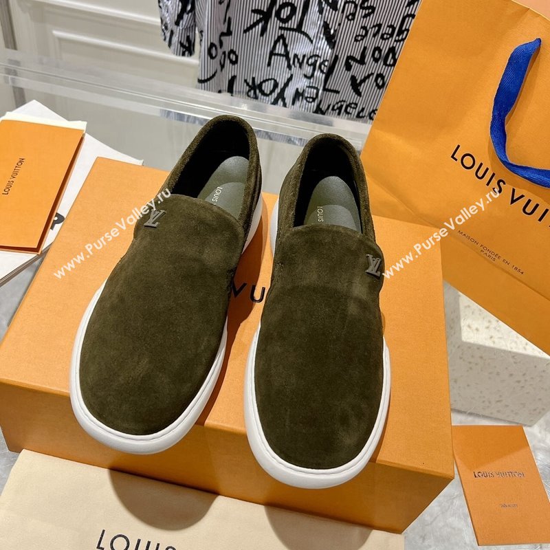 Louis Vuitton Mens LV Pacific Loafers in Suede Green 2023 1ACF9K (MD-231204059)