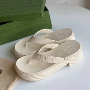 Gucci Rubber Platform Thong Slide Sandals White 2023 1205 (GDX-231205037)