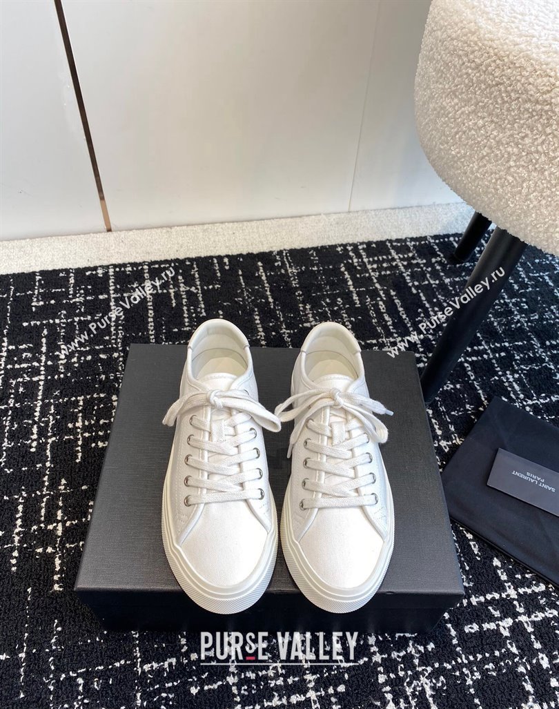 Saint Laurent White Canvas Sneakers 2023 1205 (SS-231205068)