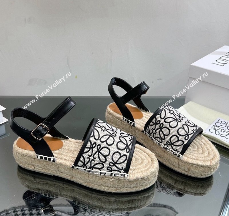 Loewe Anagram Canvas Espadrille Sandals Black/White 2023 1205 (SS-231205073)