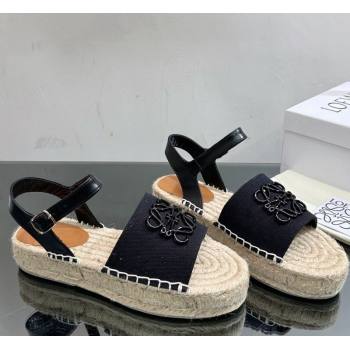 Loewe Anagram Logo Canvas Espadrille Sandals Black 2023 1205 (SS-231205075)