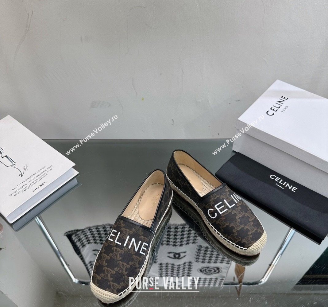 Celine Flat Espadrilles in Triomphe Canvas with Celine Signature Brown 2023 (SS-231204092)