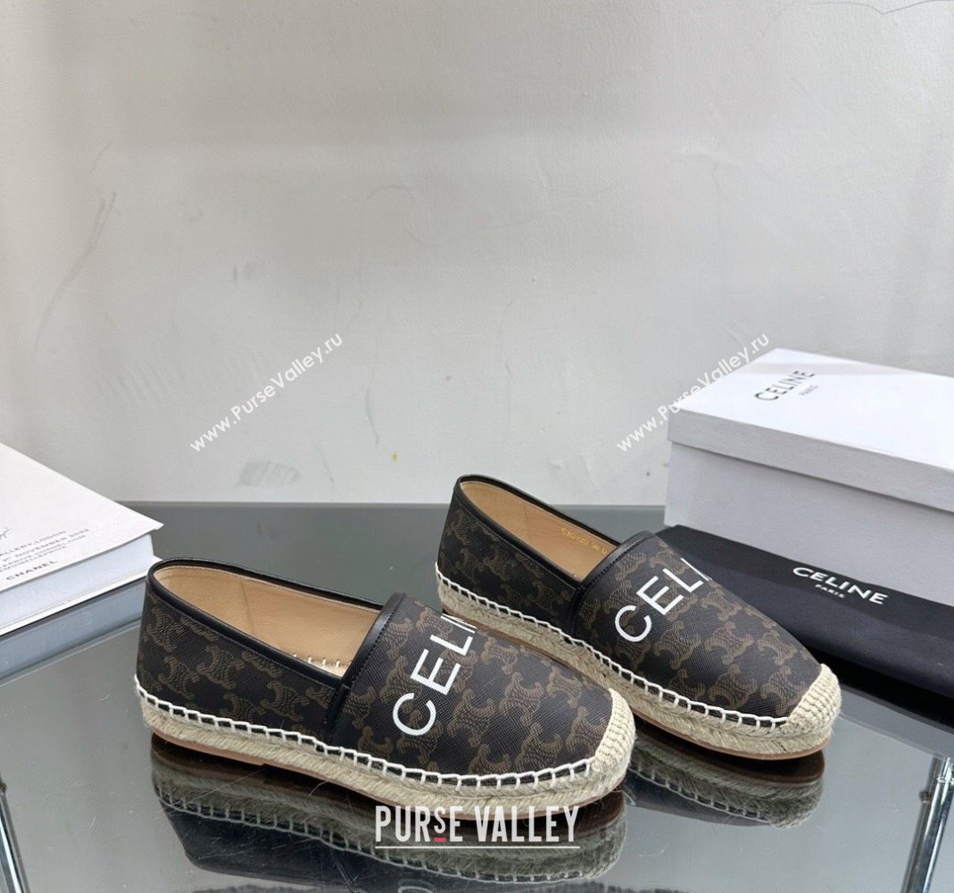 Celine Flat Espadrilles in Triomphe Canvas with Celine Signature Brown 2023 (SS-231204092)