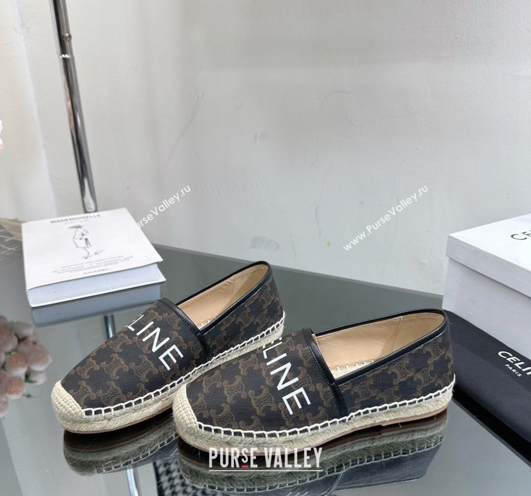 Celine Flat Espadrilles in Triomphe Canvas with Celine Signature Brown 2023 (SS-231204092)