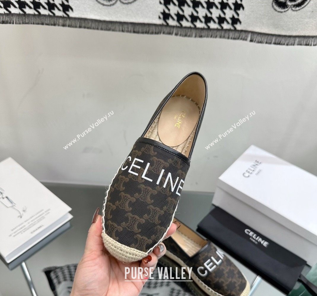 Celine Flat Espadrilles in Triomphe Canvas with Celine Signature Brown 2023 (SS-231204092)