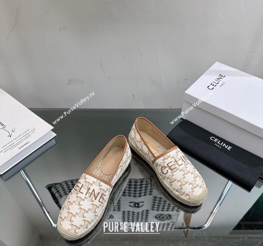 Celine Flat Espadrilles in Triomphe Canvas with Celine Signature White 2023 (SS-231204093)