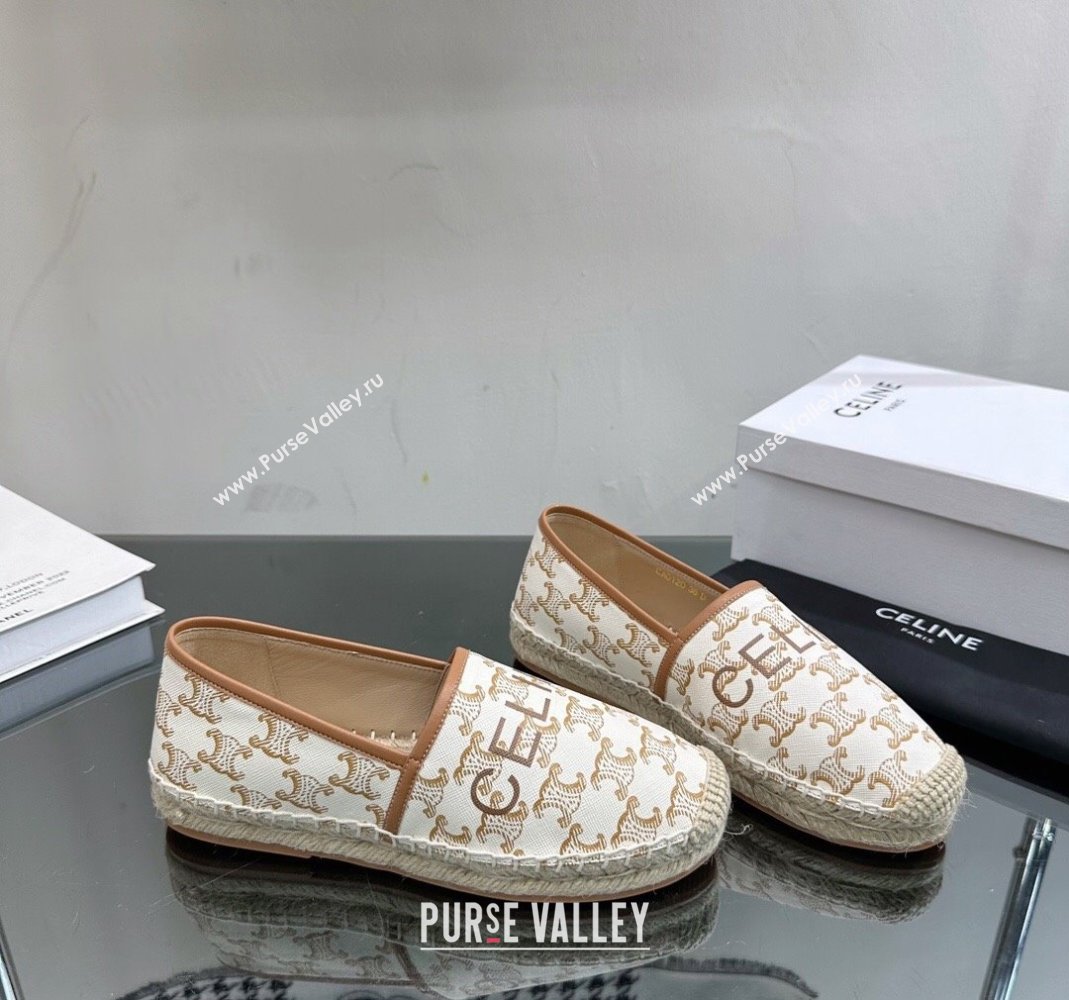 Celine Flat Espadrilles in Triomphe Canvas with Celine Signature White 2023 (SS-231204093)