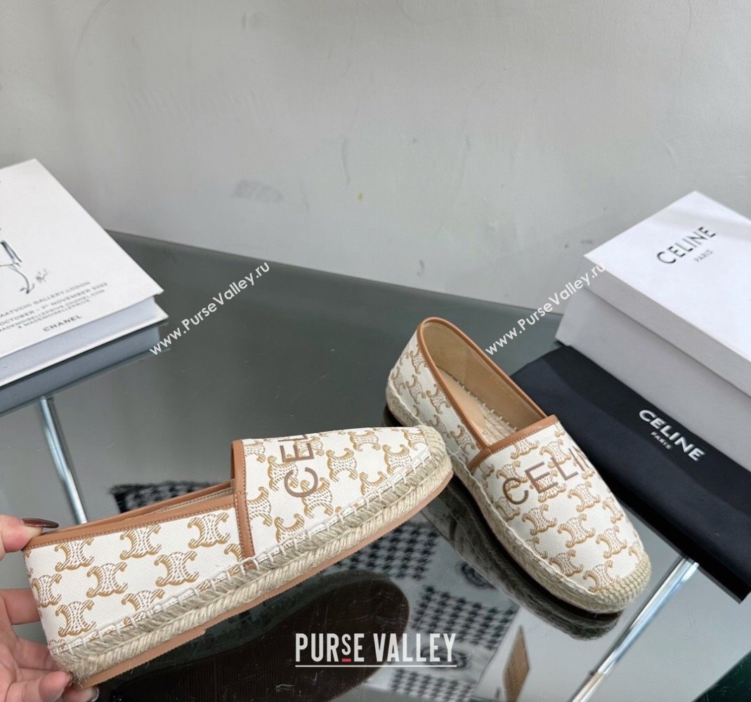 Celine Flat Espadrilles in Triomphe Canvas with Celine Signature White 2023 (SS-231204093)