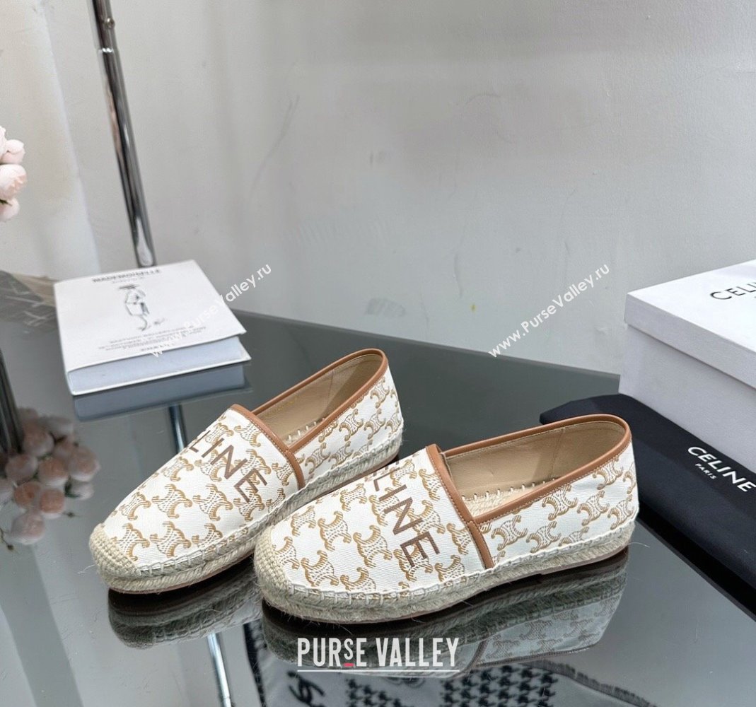 Celine Flat Espadrilles in Triomphe Canvas with Celine Signature White 2023 (SS-231204093)