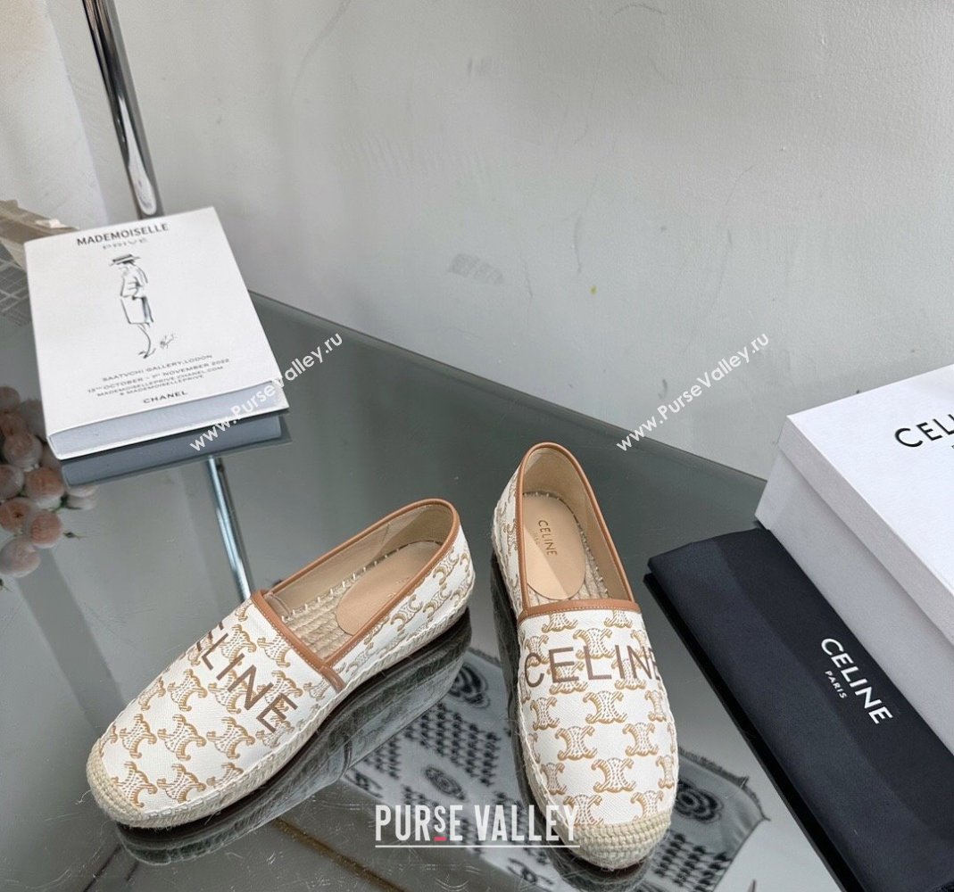 Celine Flat Espadrilles in Triomphe Canvas with Celine Signature White 2023 (SS-231204093)