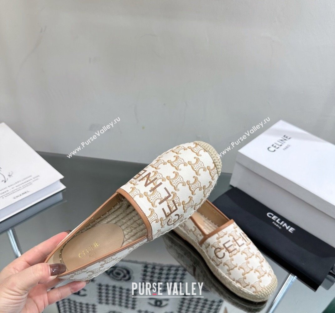 Celine Flat Espadrilles in Triomphe Canvas with Celine Signature White 2023 (SS-231204093)