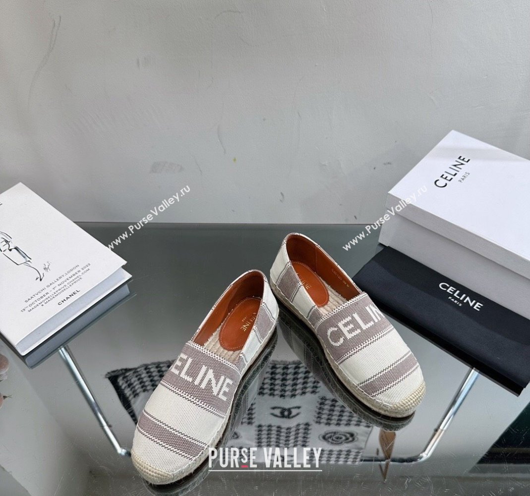 Celine Flat Espadrilles in Canvas with Celine Signature White/Grey 2023 (SS-231204095)