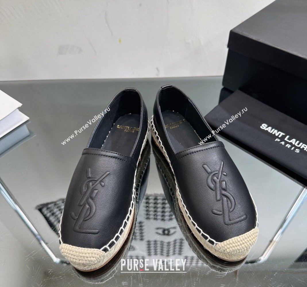 Saint Laurent YSL Leather Espadrilles Black 2023 1205 (SS-231205085)