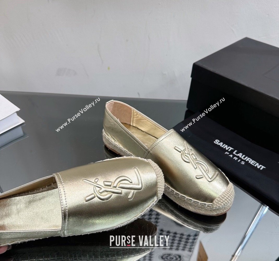 Saint Laurent YSL Leather Espadrilles Gold 2023 1205 (SS-231205086)