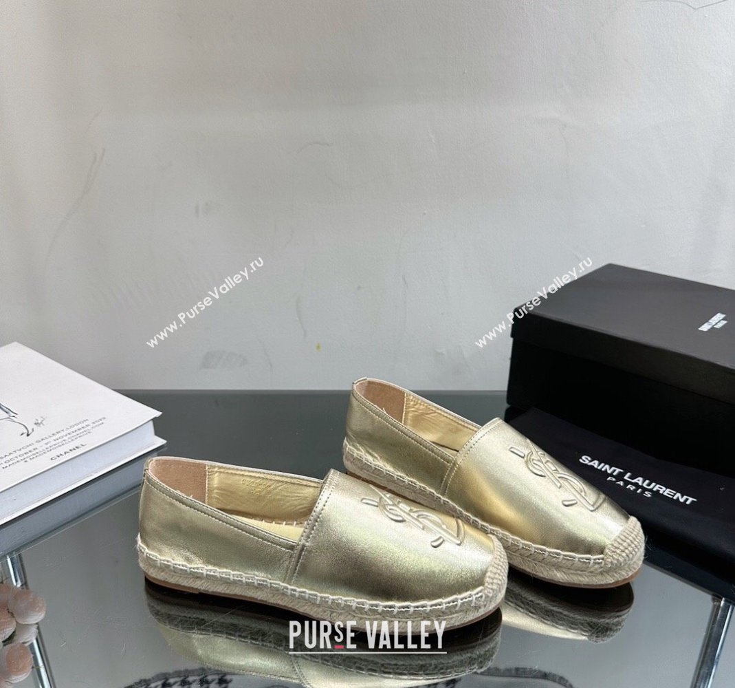 Saint Laurent YSL Leather Espadrilles Gold 2023 1205 (SS-231205086)