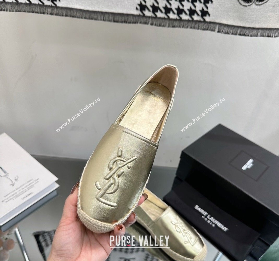 Saint Laurent YSL Leather Espadrilles Gold 2023 1205 (SS-231205086)