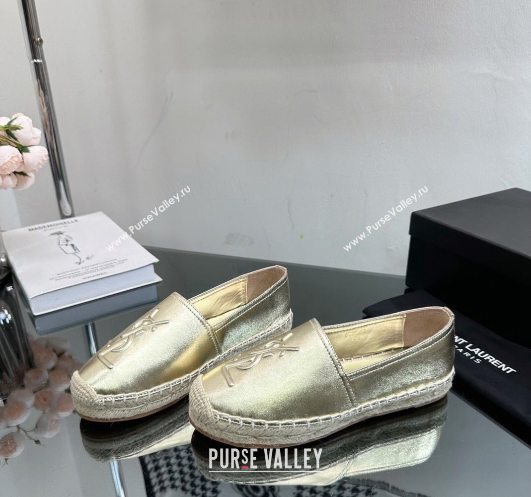 Saint Laurent YSL Leather Espadrilles Gold 2023 1205 (SS-231205086)