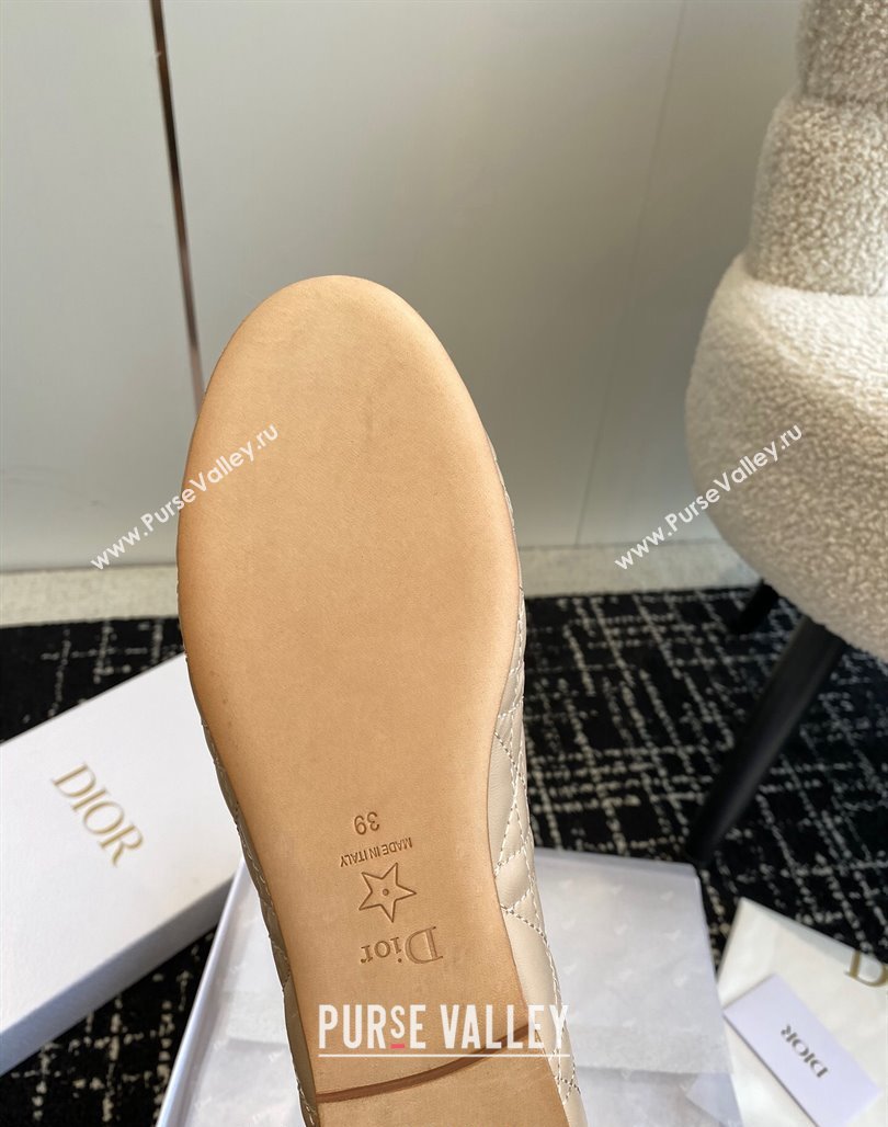 Dior Ballet Flat in Quilted Cannage Calfskin with Pearls Ankle Strap Nude 2023 (SS-231202035)