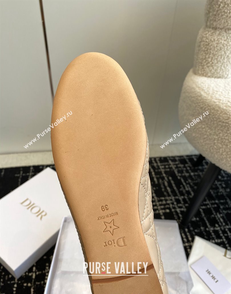 Dior Ballet Flat in Quilted Cannage Calfskin with Pearl Bow Nude 2023 (SS-231202036)