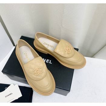 Chanel Lambskin Loafers with CC Foldover G45474 Beige 2023 (MD-231201078)