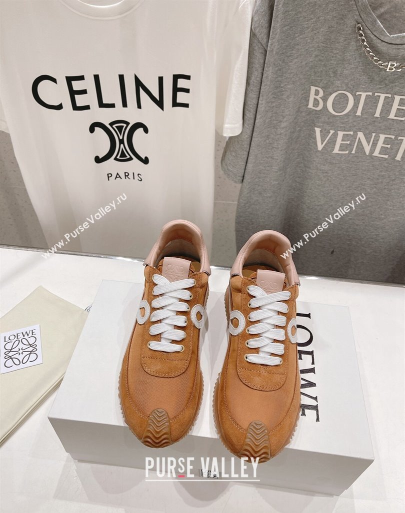 Loewe Flow Runner Sneakers in Nylon and Suede Brown 2023 1205 (KL-231205077)