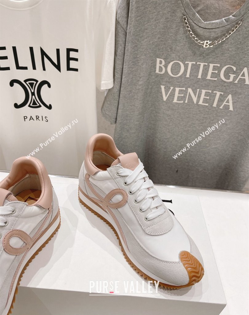 Loewe Flow Runner Sneakers in Nylon and Suede White/Nude 2023 1205 (KL-231205078)