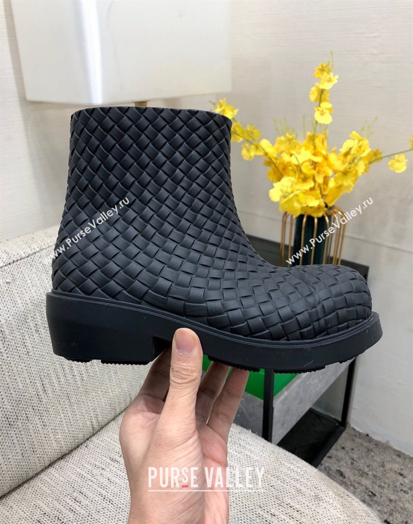 Bottega Veneta Fireman Ankle Boots Intreccio Leather Black 2023 (KL-231205091)