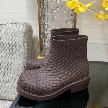 Bottega Veneta Fireman Ankle Boots Intreccio Leather Brown 2023 (KL-231205092)