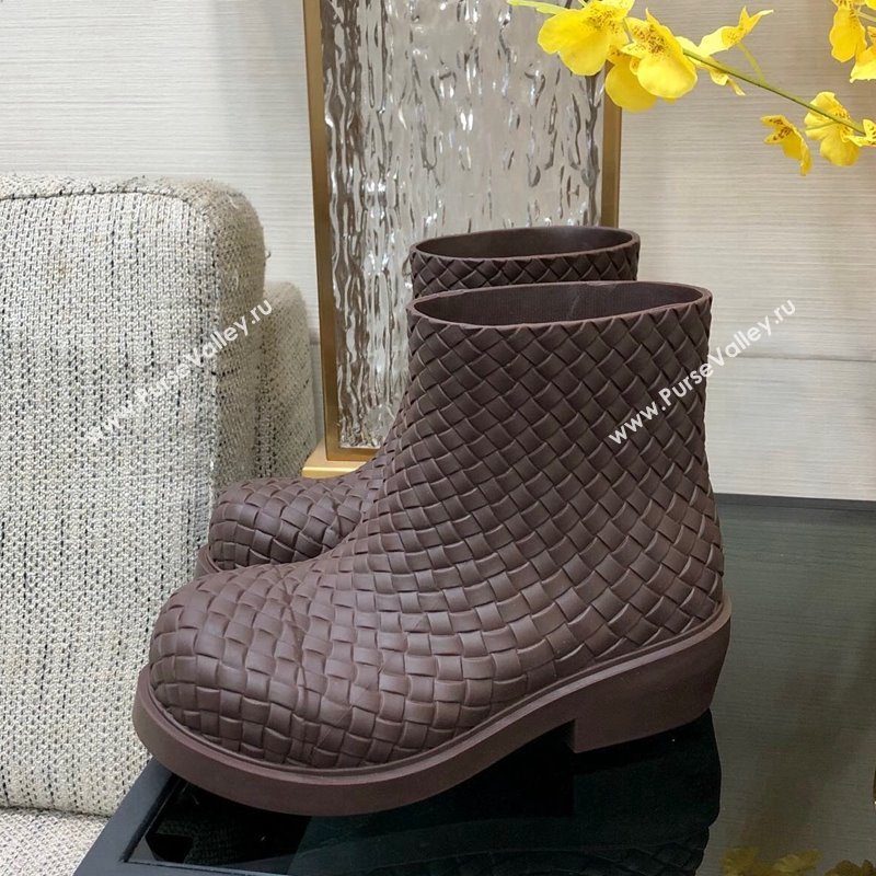 Bottega Veneta Fireman Ankle Boots Intreccio Leather Brown 2023 (KL-231205092)