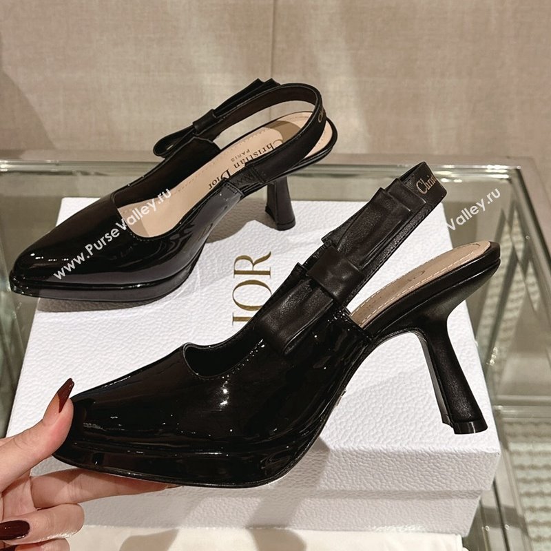 Dior Sweet-D Slingback Platform Pumps 8cm Black Patent Leather 2023 (MD-231202022)