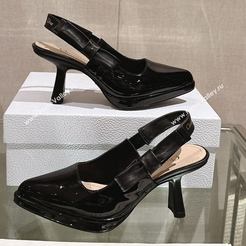 Dior Sweet-D Slingback Platform Pumps 8cm Black Patent Leather 2023 (MD-231202022)