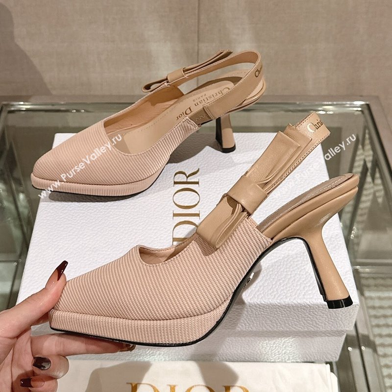 Dior Sweet-D Slingback Platform Pumps 8cm Technical Fabric Nude 2023 (MD-231202023)