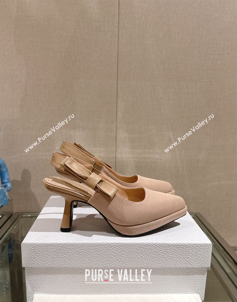 Dior Sweet-D Slingback Platform Pumps 8cm Technical Fabric Nude 2023 (MD-231202023)