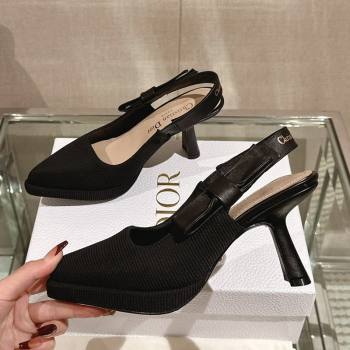 Dior Sweet-D Slingback Platform Pumps 8cm Technical Fabric Black 2023 (MD-231202024)