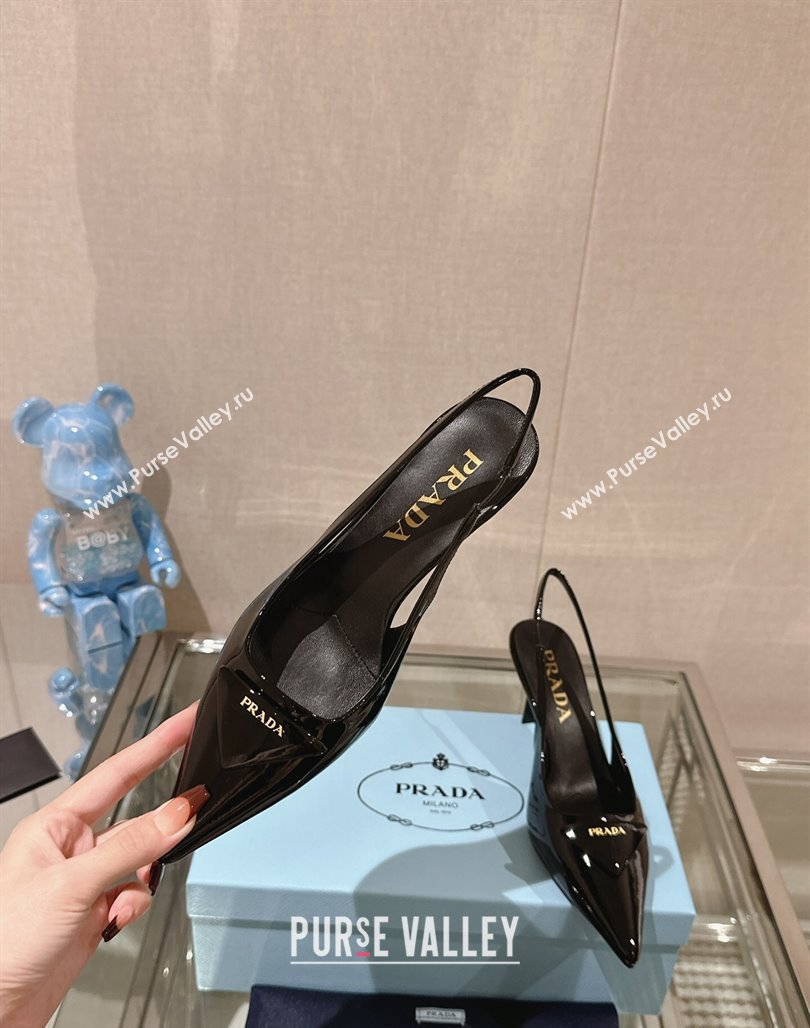 Prada Patent leather slingback pumps 7.5cm Black 2023 1I901M (MD-231202039)