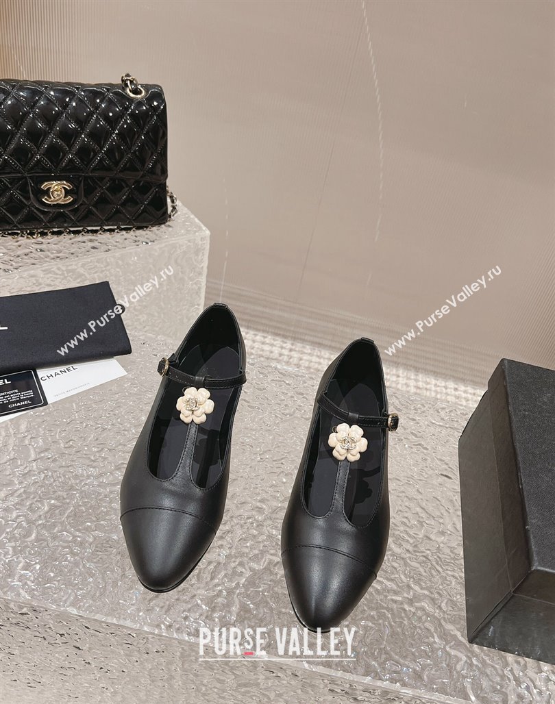 Chanel Calfskin Ballet Flat with Bloom Charm Black 2023 CH120101 (MD-231201007)