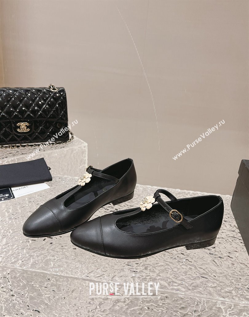 Chanel Calfskin Ballet Flat with Bloom Charm Black 2023 CH120101 (MD-231201007)