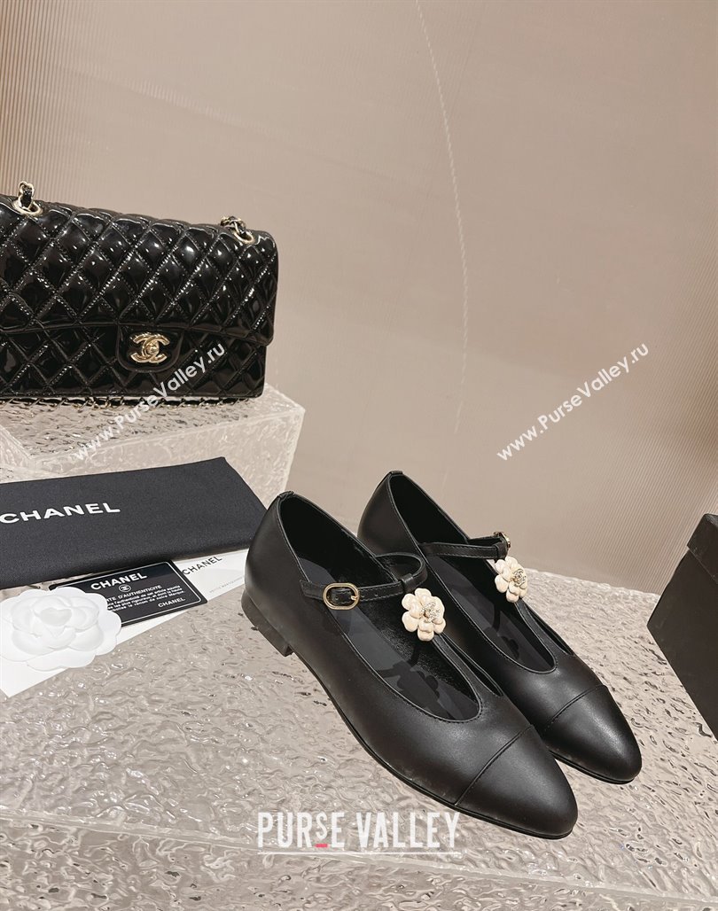 Chanel Calfskin Ballet Flat with Bloom Charm Black 2023 CH120101 (MD-231201007)