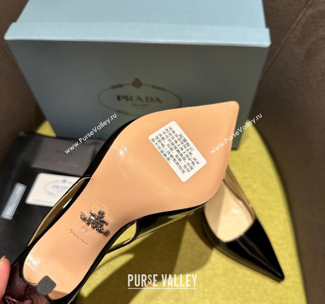 Prada Patent-leather slingback pumps 9cm with Back Logo Black 2023 PR120203 (MD-231202050)